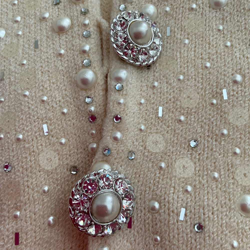 GORGEOUS Vintage St. John Collection IVORY Pearls Sequins Rhinestone Dress 6 - Picture 13 of 15